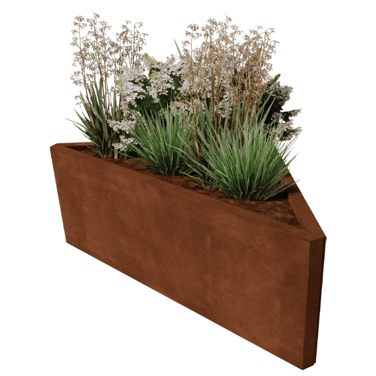 Cortenstahl Pflanzkübel - Dreieckig ongleichseitig - 112,2 x 60,5 cm