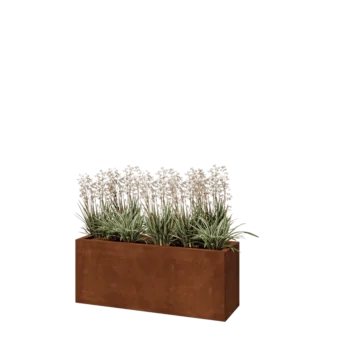 Cortenstahl Pflanzkübel - Rechteckig - 100 x 30 x 40 cm - Mit Bodenplatte