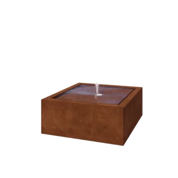 Cortenstahl Wassertisch - Lyra - 100 x 100 x 40 cm - Mit LED-Beleuchtung