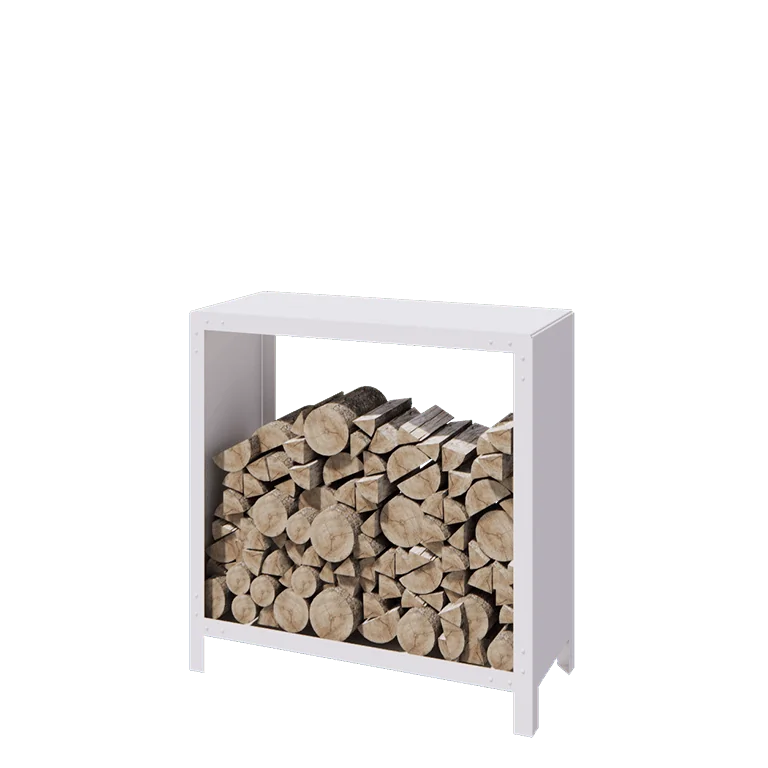 Holzlager aus Stahl - Indiana - 100 x 40 x 100 cm - RAL9010 matte (weiß)