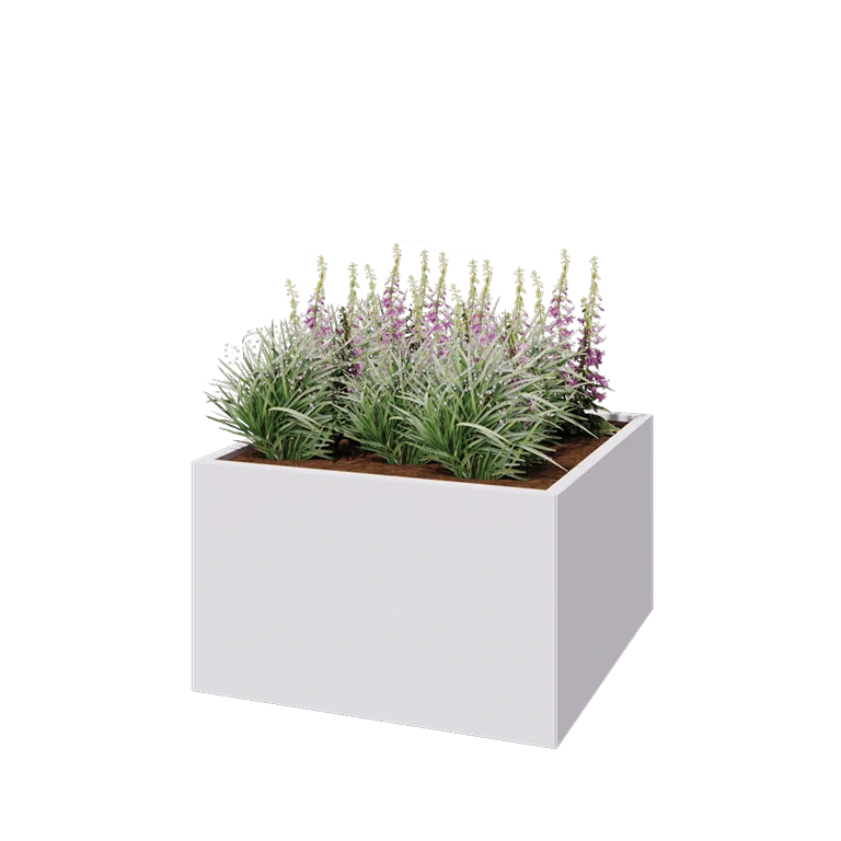 Pflanzkübel aus Stahl - Viereckig - 100 x 100 x 60 cm - RAL9010 matte (weiß) - Ohne Bodenplatte