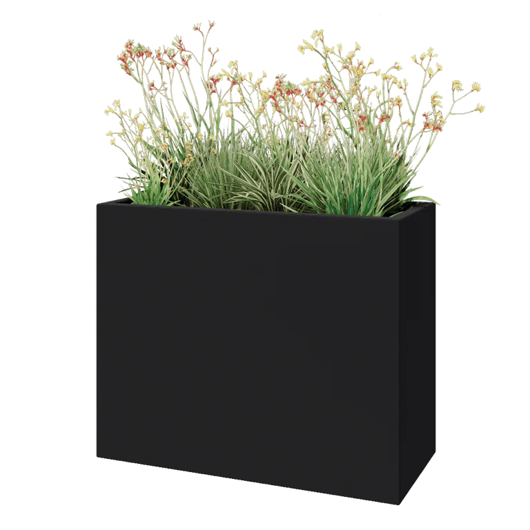 Fiberglas Pflanzkübel - Rechteck - 100 x 40 x 80 cm - RAL7021 matte (schwarzgrau) - Mit Boden