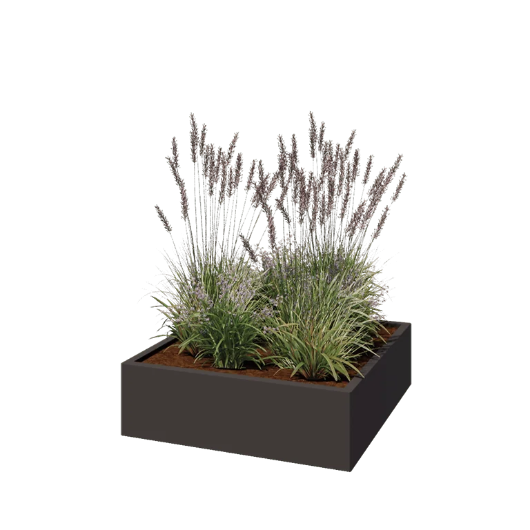 Pflanzkübel aus Stahl - Viereckig - 100 x 100 x 30 cm - RAL7016 matte (anthrazitgrau) - Ohne Bodenplatte