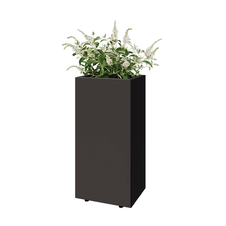 Pflanzkübel aus Stahl - Rechteckig - 40 x 30 x 80 cm - Andere RAL farbe - Mit Bodenplatte - Mit Füßen