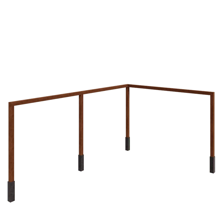 Cortenstahl Pergola - Eck - 600 x 412 x 242 cm - Mit Betonsockel