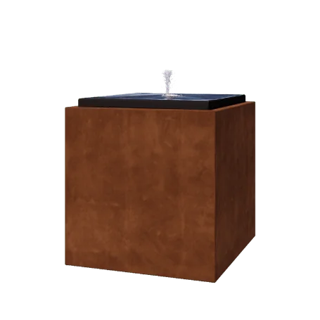 Cortenstahl Wassertisch - Orin - 80 x 80 x 80 cm - Mit LED-Beleuchtung